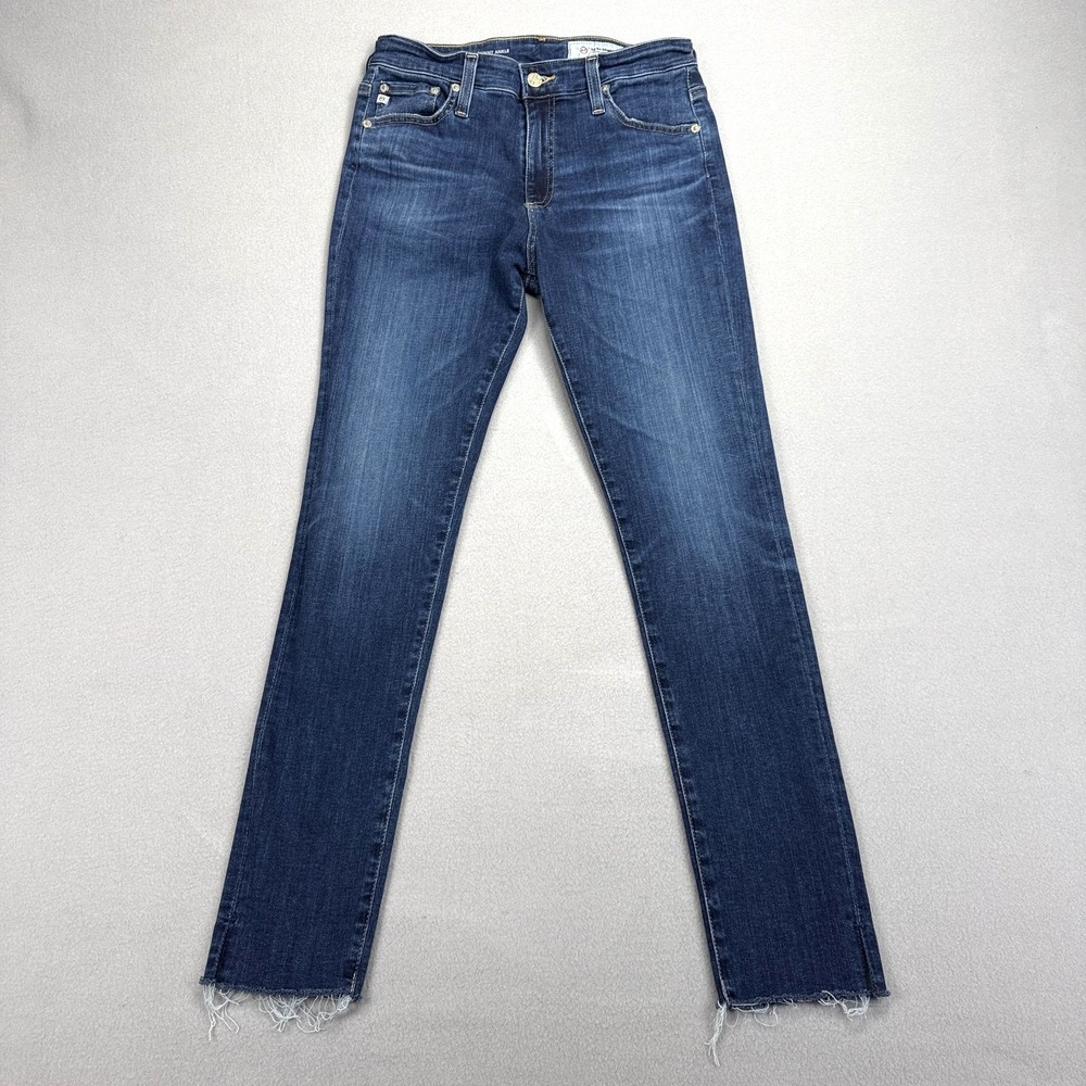 AG Adriano Goldschmied The Farrah Skinny Jeans Size 28 Ankle Distressed Raw Hem